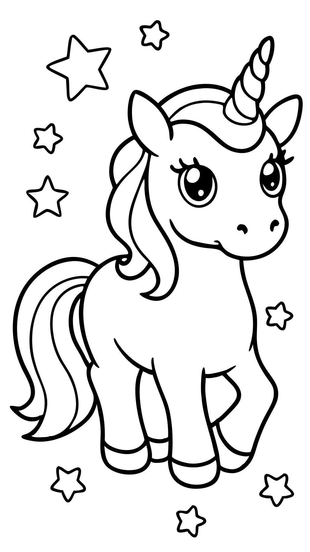 Páginas para colorear de unicornio fácil y lindo